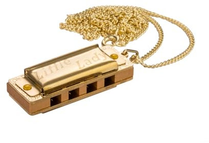 HOHNER 110/8 Little Lady Gold Mini Mundharmonika mit vergoldeter Halskette
