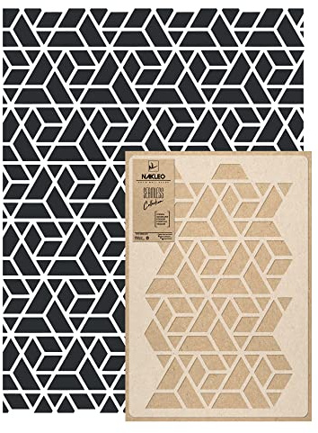 NAKLEO Wandschablone Groß Muster, Malschablone 59x95cm Dreieck Figuren Wiederverwendbare Kunststoff, Geometrische Tapete Wandgestaltung, DIY Craft