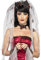 shoperama Set Gothic Braut Schleier mit Rosen und Totenköpfen Armstulpen Kette Halloween Kopfschmuck Tiara Haarreif