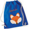 minimutz Turnbeutel mit Namen personalisiert & Bedruckt | Motiv Fuchs | Stoffbeutel Schuhbeutel Sportbeutel für Kinder Jungen & Mädchen | inkl. NAMENSDRUCK | blau orange Navy (Royalblau)