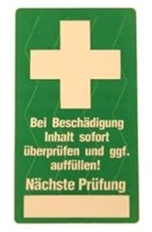 10x Erste Hilfe Siegel Verbandskasten Prüfsiegel Kontrollsiegel 25x45mm selbstklebend made by MBS-SIGNS®