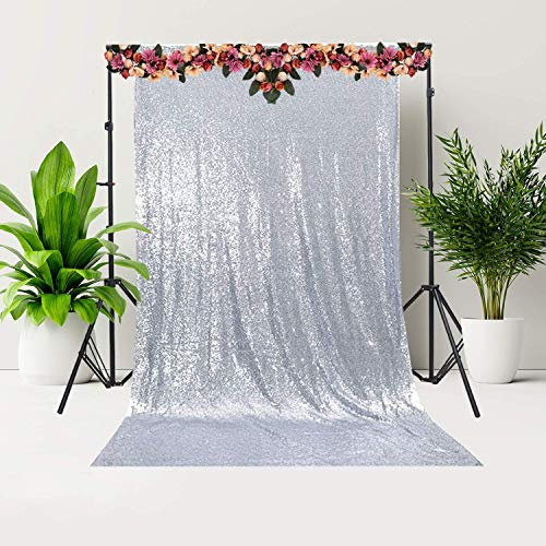 WedDecor Glitter Pailletten Hintergrund Vorhang Silber 4ft x 7ft Hochzeit Weihnachten Geburtstag Party Celebrations Feier Foto Studio Glänzend Fotografie Hintergrund