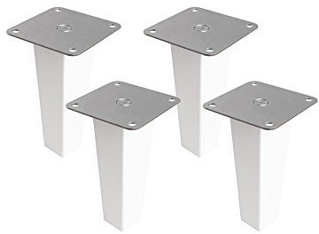 Superelch New Swedish Design 4er-Set Möbelfüße für Ivar Schrank/Holzfüße aus Massivholz Buche/weiß lackiert/Mit Montageplatte & Schrauben/Pyramid/Höhe 16 cm