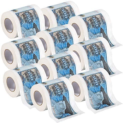 infactory WC Papier mit Motiv: Retro-Toilettenpapier 100 D-Mark, 10 Rollen (Toilettenpapier mit Motiv, Klopapier mit Motiv, Geschenkverpackung)