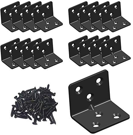Black Stainless Steel Shelf Bracket,Joint Right Angle Bracket,L Shape Heavy Duty Metal Corner Brace Shelf Supporter for Wood Aufuga (16, 1.5x1.2x1.2)