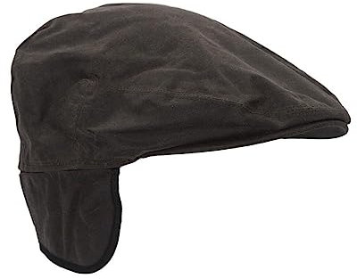 Walker and Hawkes - Casquette Plate de Trappeur - Unisexe - 100% Coton ciré - Cache-Oreilles rabattables - Marron - L