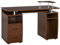HOMCOM Scrivania per Computer Moderna Porta PC in Legno con Cassetti, Scrivania Salvaspazio Con Libreria, Mensola Estraibile e Porta Tastiera, 120x55x85cm, Marrone