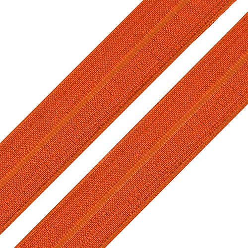 1m Einfassband 20mm hochelastisch 44% Elastan gefalzt Meterware Faltgummi Schrägband Farbwahl, Größe:20mm, Farbe:kürbisorange