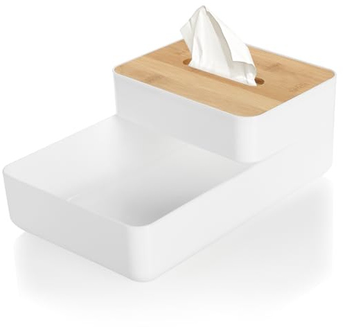 com-four® 2-teiliges Set Kosmetik Organizer, Kosmetiktücherbox | Große und kleine Kunststoff Box zur Aufbewahrung von Wattepads - Wattestäbchen und Make-Up