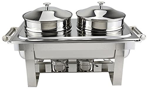 Steam Table Food Warmer Dual 4.5L Round Soup Pots Stainless Steel Soup Server Soup Warmer, Countertop Restaurant Party Chafing Dish Buffet Set (Fuel Heating)