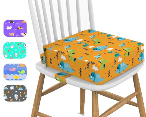 Sitzerhöhung Stuhl Kind, 10,1 cm erhöhtes Kissen für Kinderstuhl, verstellbar, erhöhtes Sitzpolster für Jungen/Mädchen, Kleinkind-Sitzerhöhung (Schnalle/Gelb)