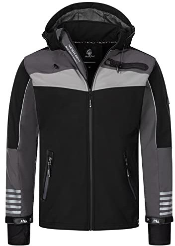Rock Creek Herren Softshell Jacke Outdoor Jacke Windbreaker Übergangsjacke Anorak Kapuze Regenjacke Winterjacke Herrenjacke Jacket H-288 Schwarz S