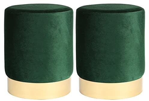 Harbour Housewares Runde Samtpouffes - 29 X 36cm - Grün