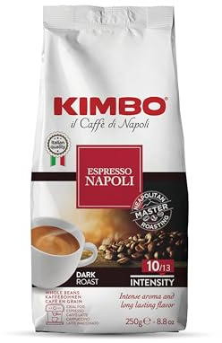 KIMBO - Espresso Napoli - Café Grain Arabica Et Robusta - Italien Authentique - Intensité 10 / Dark Roast - Lot de 12 Paquets de 250 g