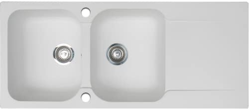Essebagno Lisse fregadero reversible 2 cubetas 1 escurridor en resina blanca