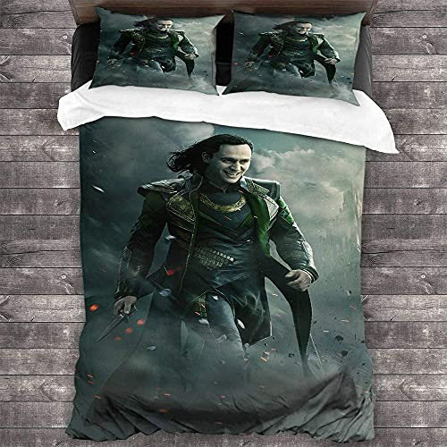 ANSSON Loki Bettwäsche + Kissenbezug Kinder Bettbezug für Filmfans,Tom Hiddleston Teenager-Bettwäsche,Schlafzimmer dekorative Bettbezug (Single 135x200, Loki6)