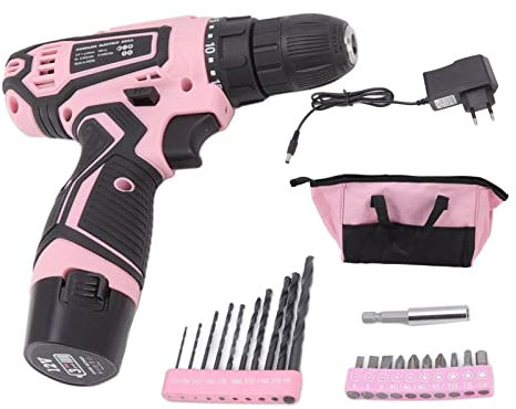 Haofy Akkuschrauber, Wiederaufladbare 12 V Bohrmaschine mit Ladegerät, Kompaktes Bohrschrauber Set mit Werkzeug Aufbewahrungstasche für Zuhause, (EU)