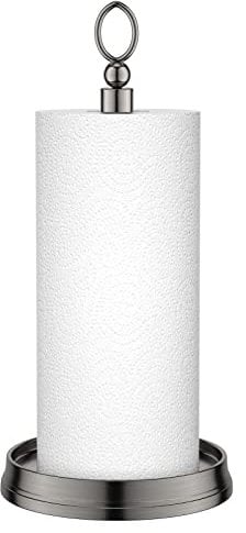 KASUNTO Papierhandtuchhalter (mit schwerem Boden), Stahl-Papierhandtuchhalter, Arbeitsplatte, Papierhandtuchhalter für Küchenarbeitsplatten, passend für Standard- und Jumbo-Rollen, gebürstetes Nickel