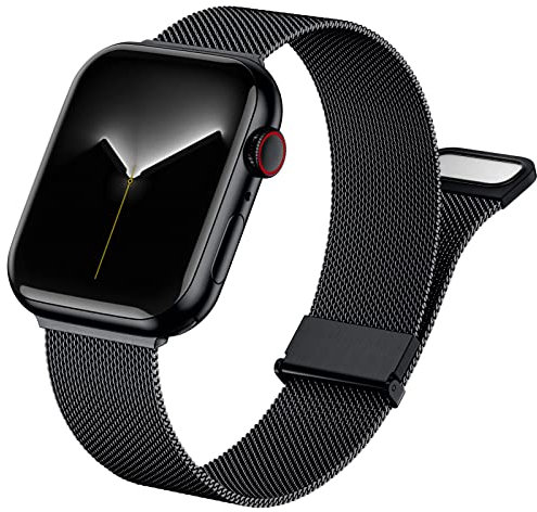 Faliogo Metallo Cinturini Compatibili con Apple Watch 38mm 40mm 41mm, Cinturino Magnetico in Acciaio Inossidabile per iWatch Series 8 7 6 5 4 3 2 1 SE Donna Uomo, 38/40/41mm, Nero