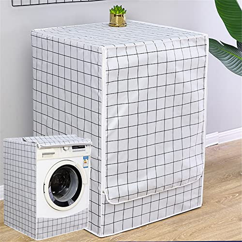 Odot Funda Lavadora Exterior Impermeable, Universal Cubierta para Lavadora y Secadora Carga Frontal, Funda de Protección Solar Antipolvo con Cremallera (M,Blanco)