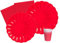 Ciao Kit Vajilla de Fiesta Flower Shape para 8 personas (44 pcs: 8 platos Ø23cm, 8 platos Ø18cm, 8 vasos 250ml, 20 servilletas 33x33cm) de papel compostable eco-friendly, rojo