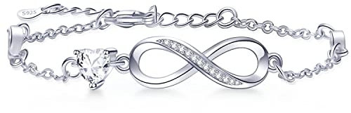 Tusuzik Geschenk für Frauen,Armband für Frauen 925 Sterling Silber Infinity Armbänder Schmuck Geschenke für Ehefrau