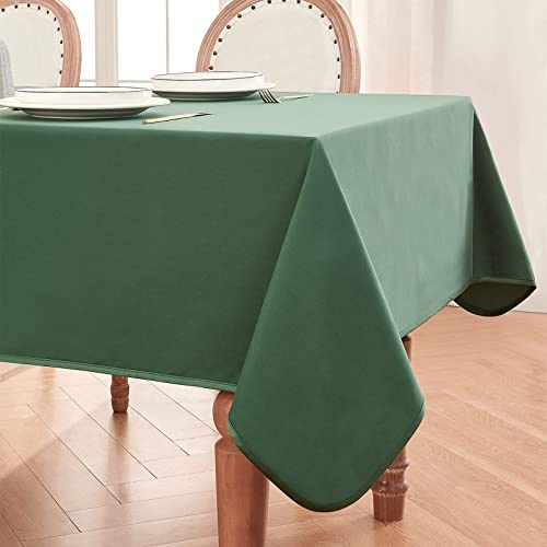 Tischdecke in Forstgrün 140 x 240 cm, schmutzabweisend, mit Satin-Optik | Rechteckig, wasserabweisend，bügelfrei, waschbar, Restaurant, Küche, Party, Dekorativ, Weihnachten, Neujahr, Café, Garten