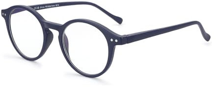 ZENOTTIC Occhiali da Lettura Presbiopia Anti Luce Blu con Lenti Antiriflesso Uomo e Donna Leggero Telaio Rotondo Vintage Blu 2.5x