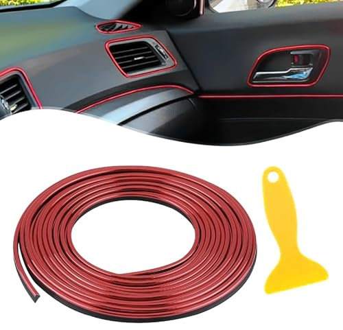 Car Trim Interior Strips 10M Auto Deko Innen Gap Fillers Moulding Line Dekoratives Zubehör DIY Autoinnenleiste,für Autotürkantendeko Universal Auto Zubehör Deko Zubehör mit Installation Tool-Rot
