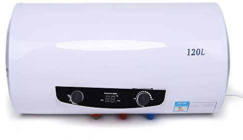 czyuRachel Chauffe-eau électrique 120 l - Chauffe-eau - 2 kW - Chauffe-eau horizontal - À suspendre - Avec douchette à main 30-75 °C - Blanc