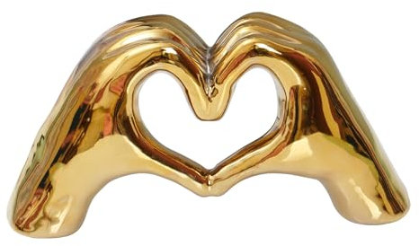 Notakia Golddekor, Herz-Hände, Statue für Wohnzimmer, Schlafzimmer, Bücherregal, Couchtisch, modernes Regal-Dekor, Liebesfinger-Skulptur für Hochzeitsdekorationen, Geschenke, einzigartige Frauen,
