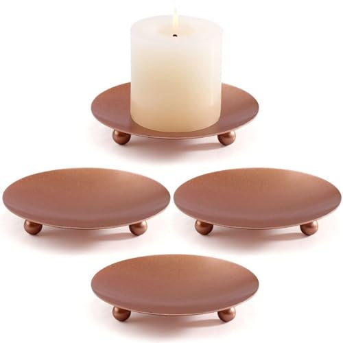 Lot de 4 photophores en métal pour mariage, cônes d'encens, spa, prière, décoration de table de Noël, couronne de l'Avent (or rose, grand)