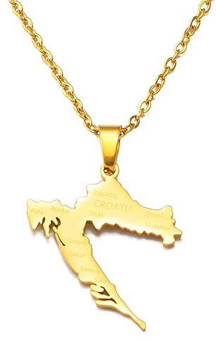 GZHENGZG Halsketten und Damenschmuck für Männer Kroatien mit Städten Šibenik Halsketten mit Anhänger für Frauen Mädchen Kroatisches Schmuckgeschenk