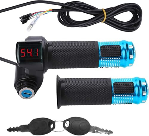 Hominas Elektrische Fahrrad Gasgriffe, 12-99V Universeller E Bike Gasgriff Drehgriff für Elektroroller mit LED Anzeige für Go-Karts