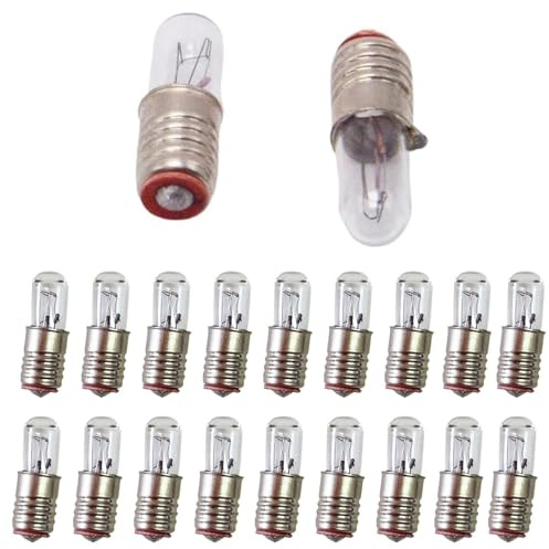 20st E5 Micro Mini Indikator Liten Glödlampa 1.5V2.5V6.3V12V24V Mikroskop Instrument Indikator Liten Glödlampa E5 Skruvsockel Lamphållare(20pcs 1.5V)
