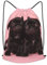 WSHFFILO Rucksack mit süßem schwarzem Mops-Aufdruck, Kordelzug, Turnbeutel, Schwarz , S
