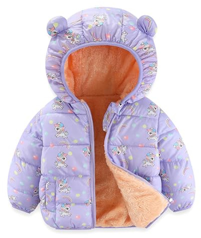 JiAmy Veste d'hiver à capuche pour bébé garçon fille manteau d'hiver coupe-vent épais chaud veste enfant fermeture éclair veste à capuche manteau polaire 18 mois à 5 ans