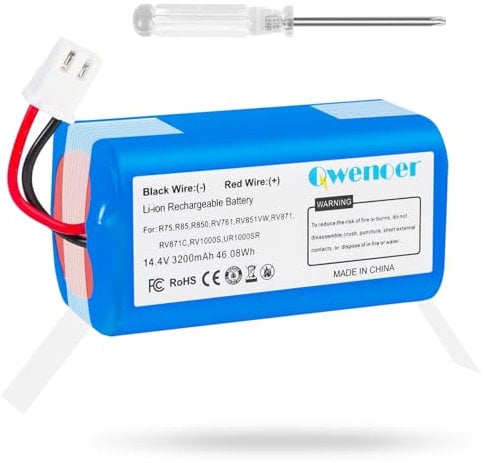 Upgraded 14.4V 3.2Ah Vacuum Battery Replacement for Shark Battery RVBAT850 Shark Ion Battery, Shark Ion Robot Replacement Part for RV75, RV101AE, RV761, RV850C, RV1000S, RV1100VL Vacuum Cleaners