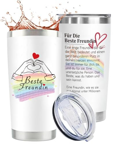 VivaJoy Beste Freundin Geschenke - Tragbarer Isolierbecher Mit Deckel, Geschenk Für Frauen, Thermosbecher Aus Edelstahl