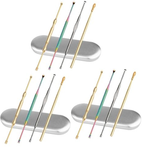 Healeved 3 Ensembles 6 Pièces outil de prélèvement d'oreille bébé -oreille -cérumen ear wax ear cleaning nettoyeur oreille -oreilles en acier inoxydable cuillère à oreille