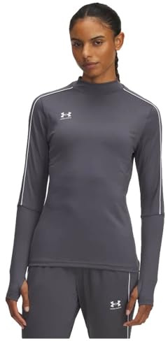 Under Armour Damen Challenger Midlayer, schnelltrocknendes Fußball Funktionsshirt mit Langen Ärmeln, geschmeidiger Pullover mit 1/4-Zip,Castlerock / / White,XL
