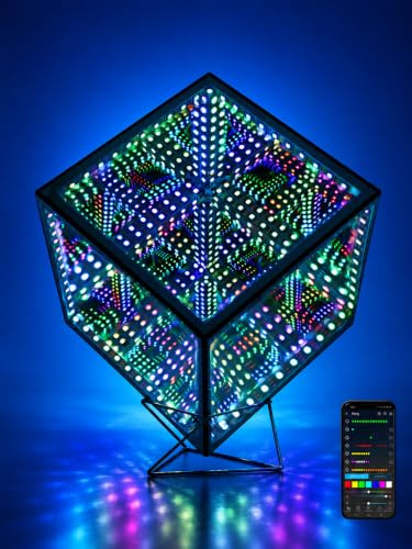 Heepulor Infinity Hyper Cube Led Licht Led Controller mit Stand, Controller & Sound & App Reaktive Schreibtischlampe - Cool & Creative Multicolor Decorative Spiegelkunst Schreibtisch Nachtlicht (6 Pol