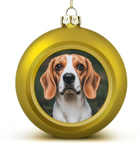 Beagle-Hunde-Weihnachtsschmuck, goldene Acryl-Kugel, Ornamente, Dekoration, Kugeln für Weihnachtsbaum, Hochzeit, Party, hängende Weihnachtsdekoration, Heimdekoration, 2 Stück