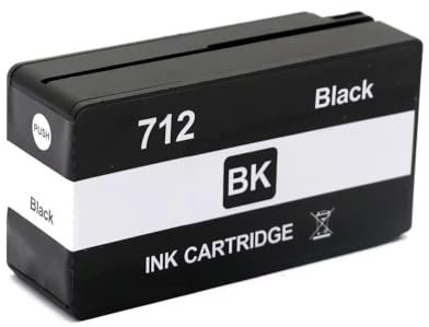 PRIMA4 - 3ED70A 712 38ml Schwarz Tintenpatrone kompatibel mit Plotter HP Designjet 24, 36, T230, 250, 630, 650