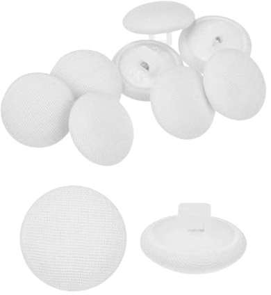 QUARKZMAN 10pz Bottone Rivestito in Tessuto Bottoni da Cucito Rotondi con Gambo Pulsanti Rivestiti per Smoking Giacche Cappotti Camicie Abiti Sposa (12,5mm Bianco)
