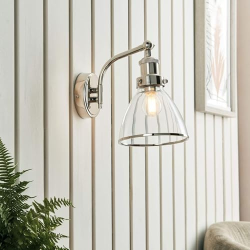 Pagazzi Brunswick Polished Nickel & Glass Wall Light