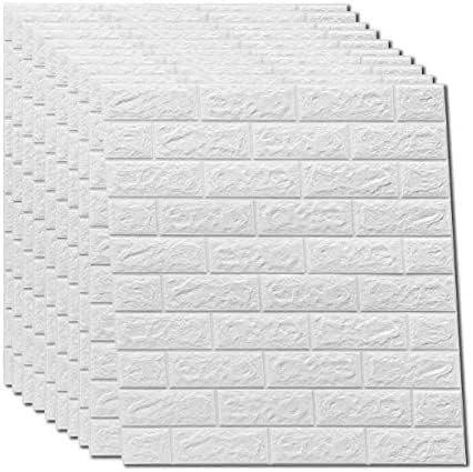 Pannelli adesivi, da parete, 77 cm x 70 cm X 2 mm,20 pezzi, bianco, autoadesivi, 3D, adesivi murali, mattone, impermeabile, in PVC, per camera da letto, soggiorno, cucina, ufficio