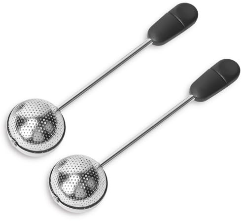 Memotoo Long Handle Twisting Tea Ball, 2Pcs Tea Ball Infuser for Loose Tea, Reusable Loose Leaf Tea Steeper Stainless Steel for Cup and Teapot