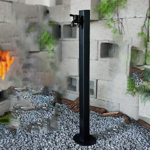 Snaweo Colonna d'Acqua da Giardino a Pavimento, Rubinetto Verticale Indipendente, Rubinetto da Esterno in Acciaio Inox, Rubinetto da Esterno antigelo, prolunga per Rubinetto, per Giardino(Black A)