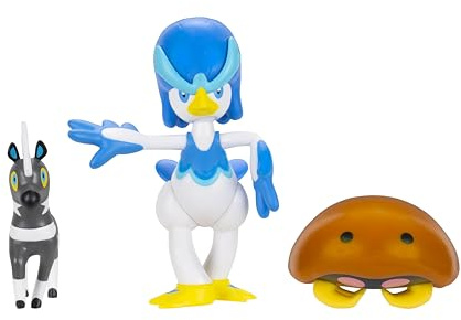 Pokémon PKW4094 - Battle Figure Set - Blitzle, Kabuto, Quaxwell, offizielles Figuren Set